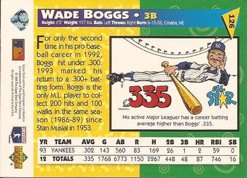 1994 Upper Deck Fun Pack #126 Wade Boggs Back
