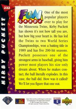 1994 Upper Deck Fun Pack #232 Kirby Puckett Back
