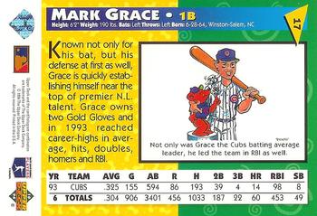 1994 Upper Deck Fun Pack #17 Mark Grace Back