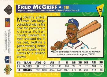 1994 Upper Deck Fun Pack #27 Fred McGriff Back
