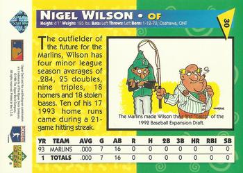 1994 Upper Deck Fun Pack #30 Nigel Wilson Back