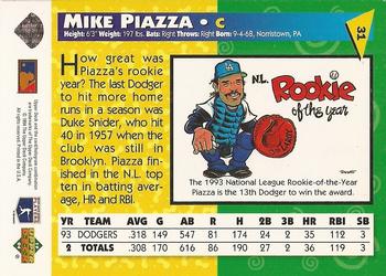 1994 Upper Deck Fun Pack #31 Mike Piazza Back