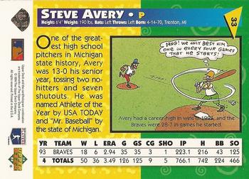 1994 Upper Deck Fun Pack #33 Steve Avery Back