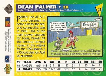 1994 Upper Deck Fun Pack #71 Dean Palmer Back