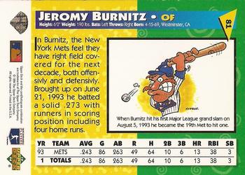 1994 Upper Deck Fun Pack #81 Jeromy Burnitz Back