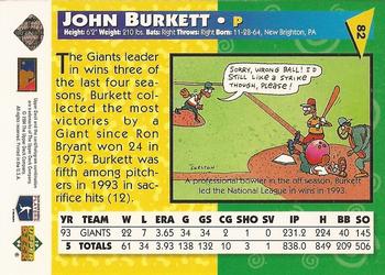 1994 Upper Deck Fun Pack #82 John Burkett Back