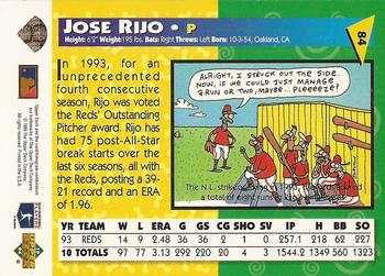 1994 Upper Deck Fun Pack #84 Jose Rijo Back