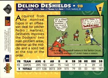 1994 Upper Deck Fun Pack #94 Delino DeShields Back