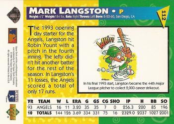 1994 Upper Deck Fun Pack #112 Mark Langston Back