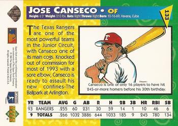 1994 Upper Deck Fun Pack #133 Jose Canseco Back