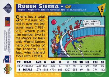 1994 Upper Deck Fun Pack #141 Ruben Sierra Back
