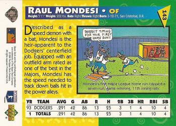 1994 Upper Deck Fun Pack #143 Raul Mondesi Back