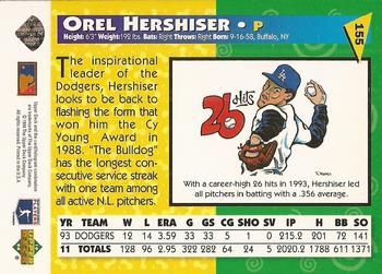 1994 Upper Deck Fun Pack #155 Orel Hershiser Back