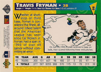 1994 Upper Deck Fun Pack #80 Travis Fryman Back
