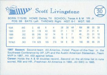 1987 BDK Pan Am Team USA Blue #NNO Scott Livingstone Back