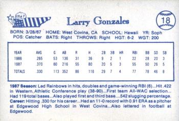 1987 BDK Pan Am Team USA Blue #NNO Larry Gonzales Back
