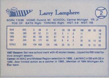 1987 BDK Pan Am Team USA Blue #NNO Larry Lamphere Back