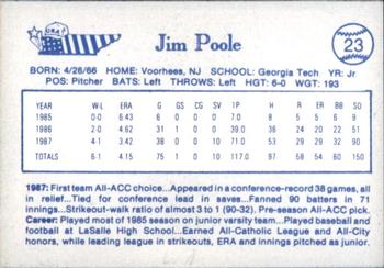 1987 BDK Pan Am Team USA Blue #NNO Jim Poole Back