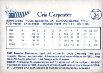 1987 BDK Pan Am Team USA Blue #NNO Cris Carpenter Back