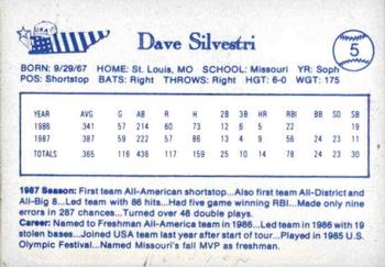 1987 BDK Pan Am Team USA Blue #NNO Dave Silvestri Back