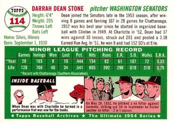 1994 Topps Archives 1954 #114 Dean Stone Back