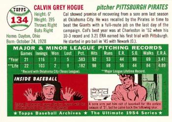 1994 Topps Archives 1954 #134 Cal Hogue Back