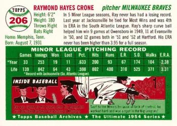1994 Topps Archives 1954 #206 Ray Crone Back