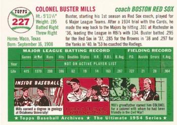 1994 Topps Archives 1954 #227 Buster Mills Back