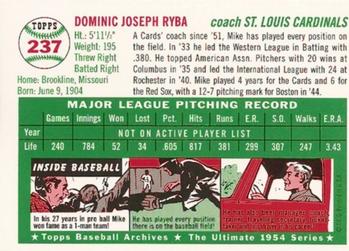1994 Topps Archives 1954 #237 Mike Ryba Back