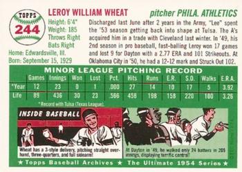 1994 Topps Archives 1954 #244 Leroy Wheat Back