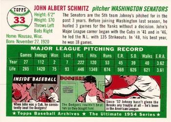 1994 Topps Archives 1954 #33 Johnny Schmitz Back