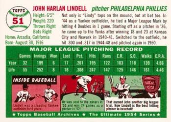 1994 Topps Archives 1954 #51 Johnny Lindell Back
