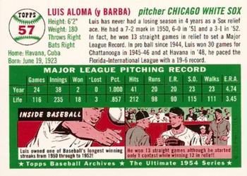 1994 Topps Archives 1954 #57 Luis Aloma Back