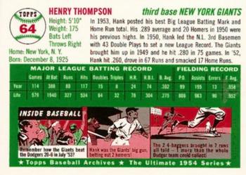 1994 Topps Archives 1954 #64 Hank Thompson Back
