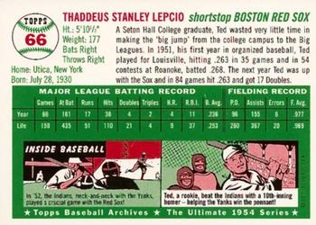 1994 Topps Archives 1954 #66 Ted Lepcio Back