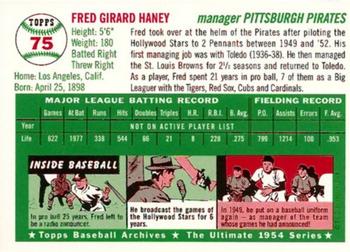 1994 Topps Archives 1954 #75 Fred Haney Back