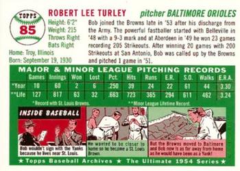 1994 Topps Archives 1954 #85 Bob Turley Back