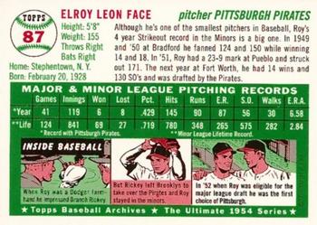 1994 Topps Archives 1954 #87 Roy Face Back