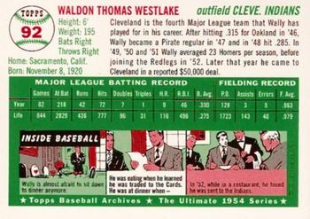 1994 Topps Archives 1954 #92 Wally Westlake Back