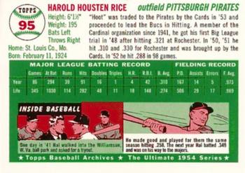 1994 Topps Archives 1954 #95 Hal Rice Back