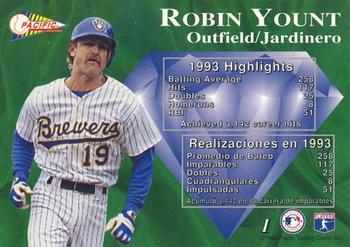 1994 Pacific - Silver Prisms Circular #1 Robin Yount Back