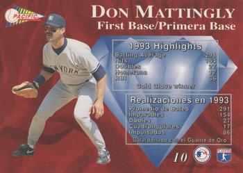 1994 Pacific - Silver Prisms Circular #10 Don Mattingly Back