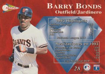 1994 Pacific - Silver Prisms Circular #28 Barry Bonds Back
