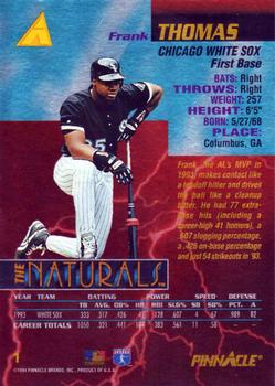 1994 Pinnacle The Naturals #1 Frank Thomas   Back