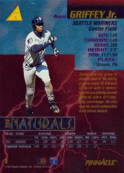 1994 Pinnacle The Naturals #3 Ken Griffey Jr. Back