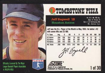 1994 Score Tombstone Pizza Super-Pro Series #1 Jeff Bagwell Back