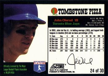 1994 Score Tombstone Pizza Super-Pro Series #24 John Olerud Back