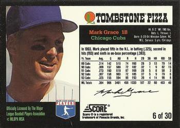 1994 Score Tombstone Pizza Super-Pro Series #6 Mark Grace Back