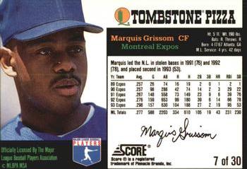 1994 Score Tombstone Pizza Super-Pro Series #7 Marquis Grissom Back