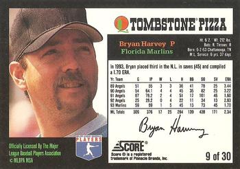 1994 Score Tombstone Pizza Super-Pro Series #9 Bryan Harvey Back